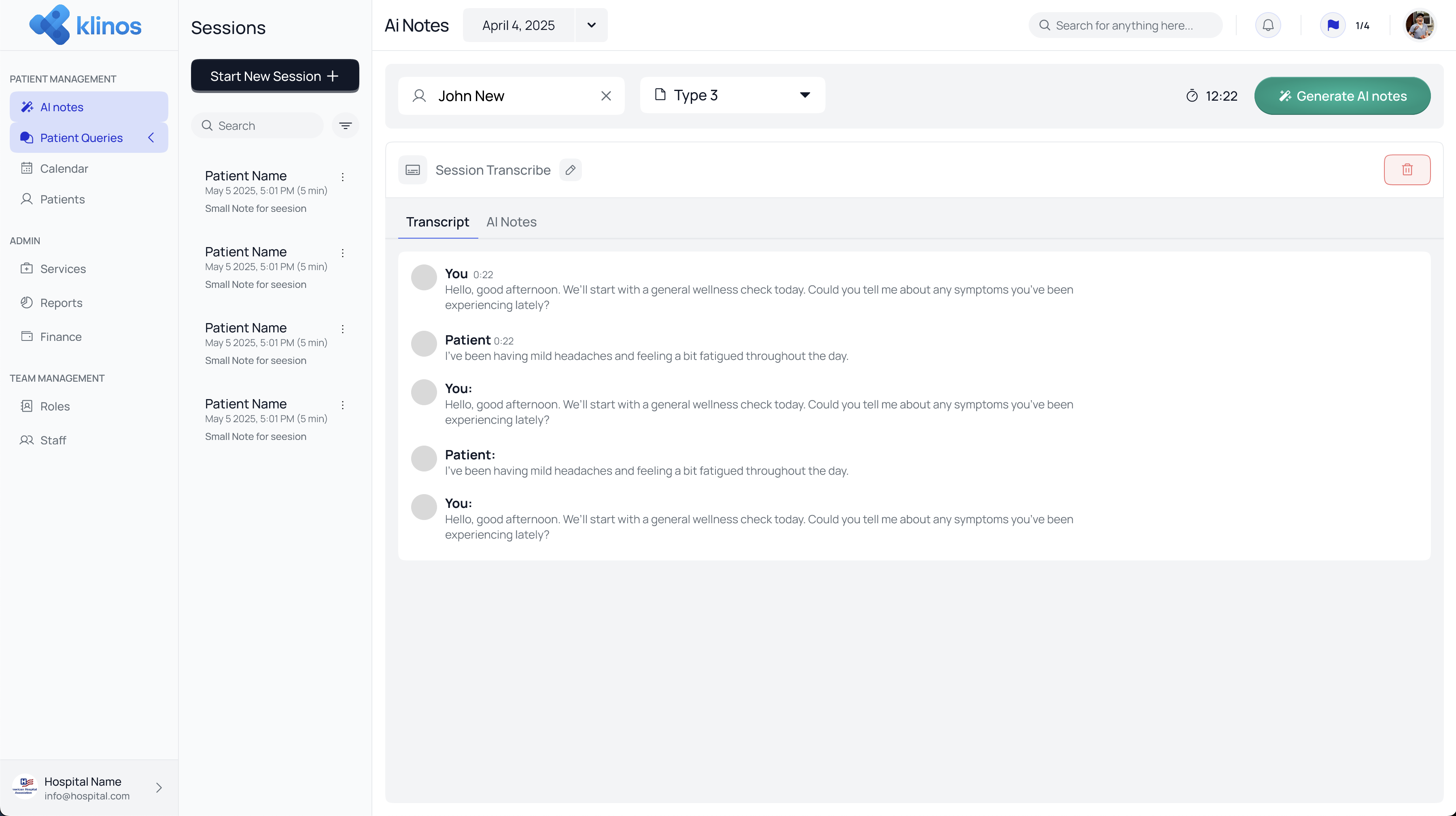 Healthcare Platform UI